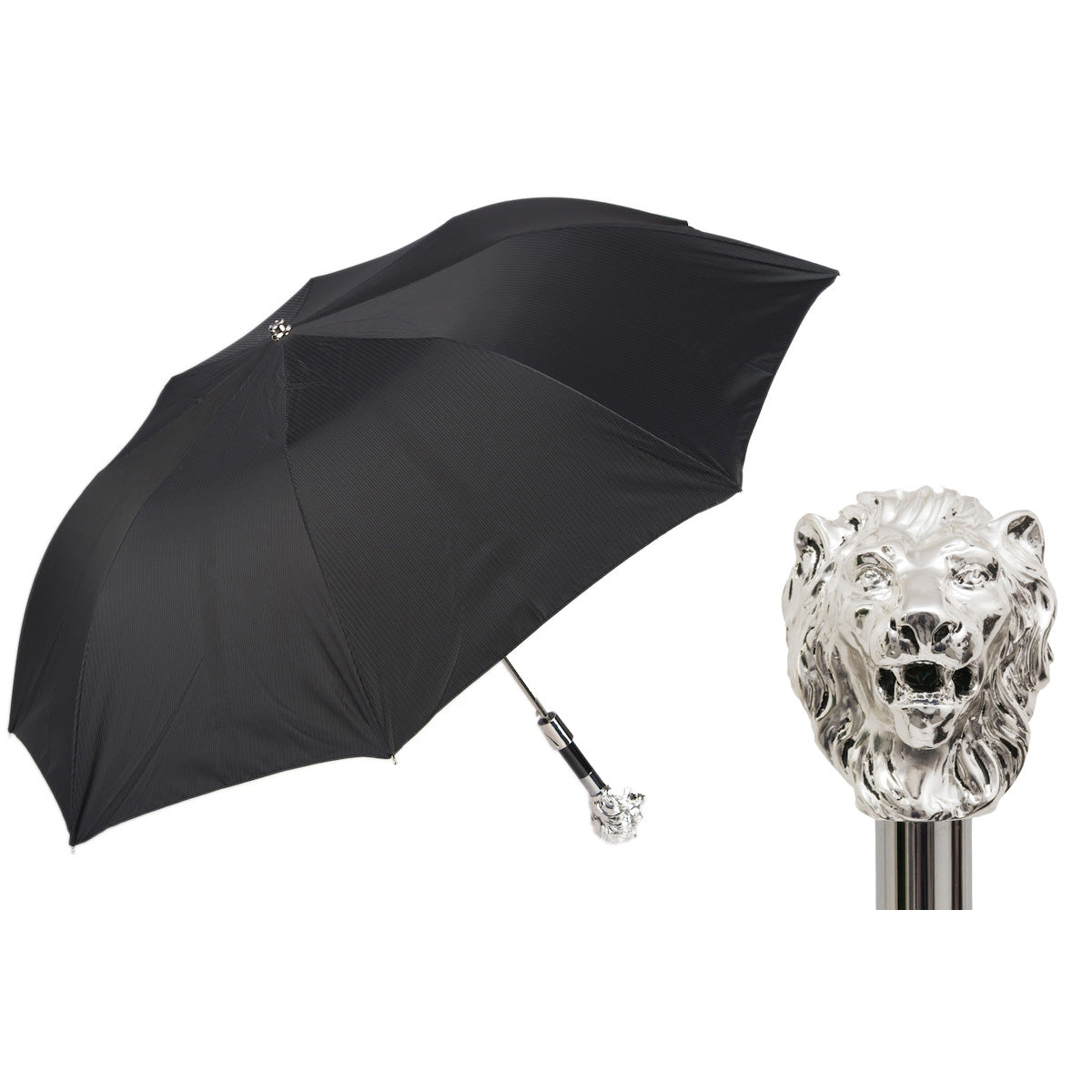 SKŁADANY PARASOL SILVER LION | Pasotti – Królewska elegancja w wersji podróżnej, ręcznie robiony we Włoszech