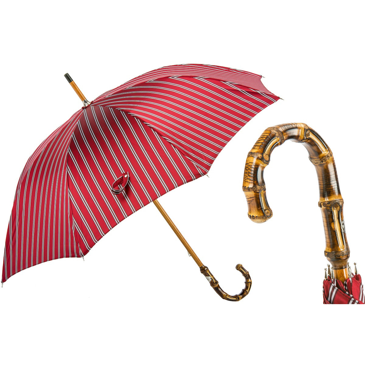 PASOTTI Klasyczny parasol w paski 92 cm z bambusową rączką, ręczny, Włochy