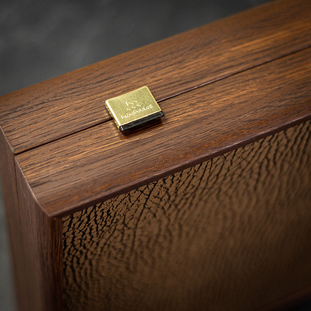 Manopoulos Leatherette Backgammon 30x20cm Walnut Maple Oak Marquetry Eco-Leather